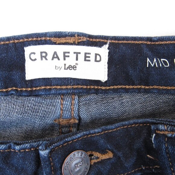 Crafted by Lee Mid Rise Boot Jeans Women's Blue Stretch Dark Wash No Size Tag - Picture 3 of 9